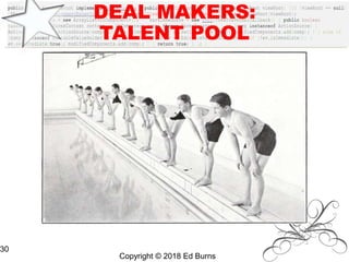 DEAL MAKERS:
TALENT POOL
Copyright © 2018 Ed Burns
30
 