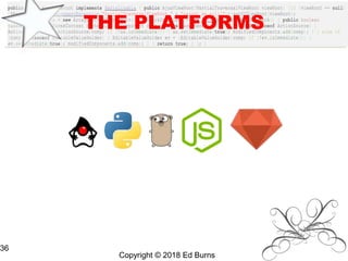 Copyright © 2018 Ed Burns
36
THE PLATFORMS
 