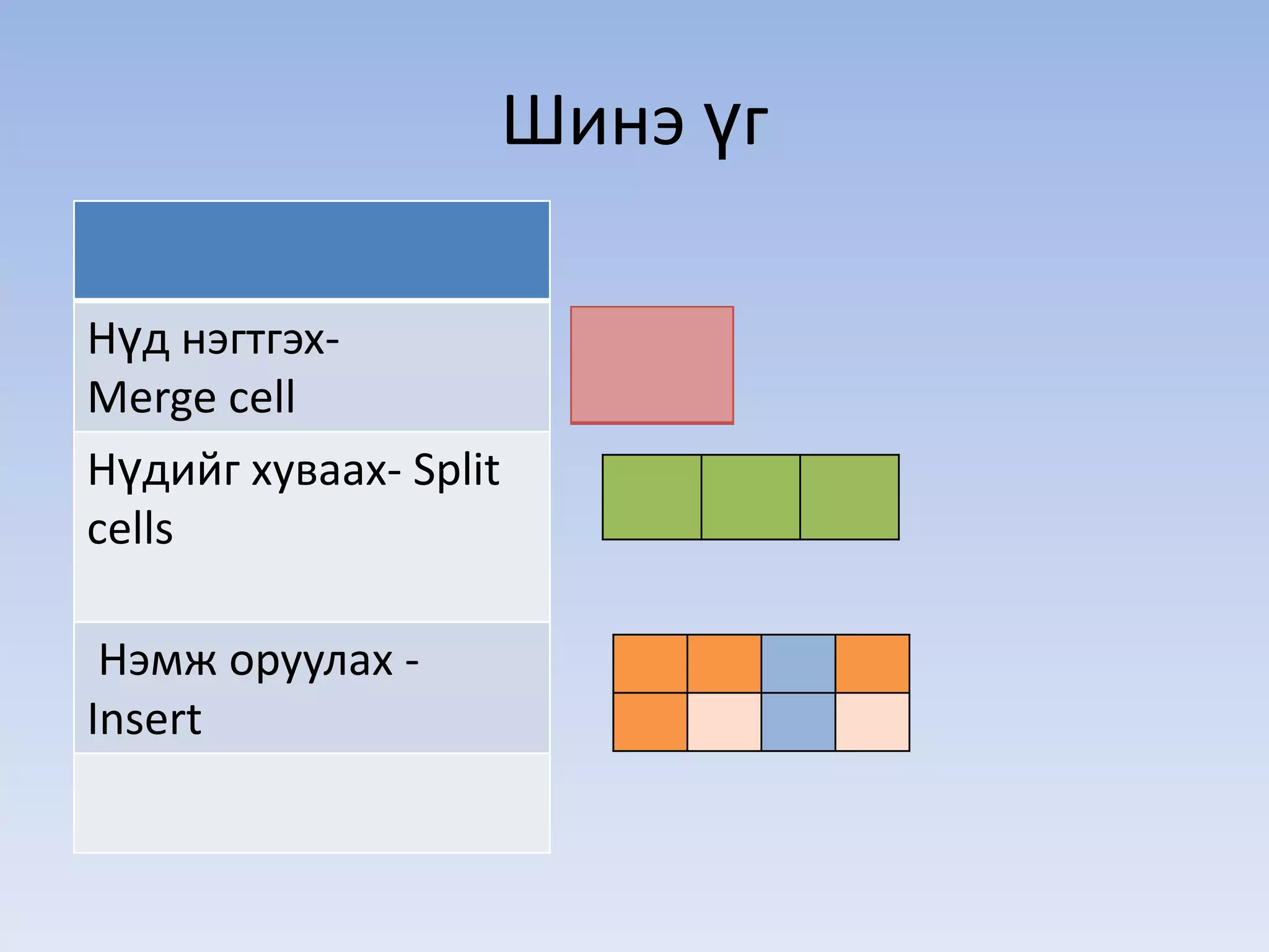 Table MS word Хүснэгт хийх | PPT