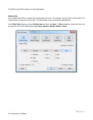 Tableau Relative Date Tableau.pdf well detailed with all the steps | PDF
