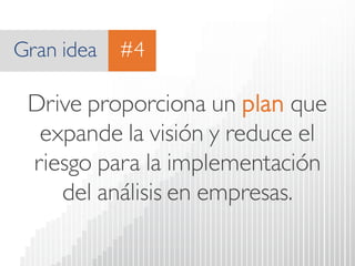 Gran idea 
Drive proporciona un planque expande la visión y reduce el riesgo para la implementación del análisis en empresas. 
#4  
