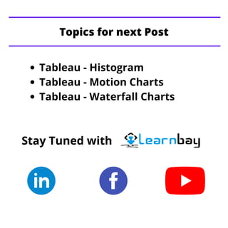 Tableau - Histogram
Tableau - Motion Charts
Tableau - Waterfall Charts
Stay Tuned with
Topics for next Post
 