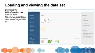 Download the
OfficeSupplied.csv
data set from
https://www.superdatas
cience.com/pages/table
au
Loading and viewing the data set
 