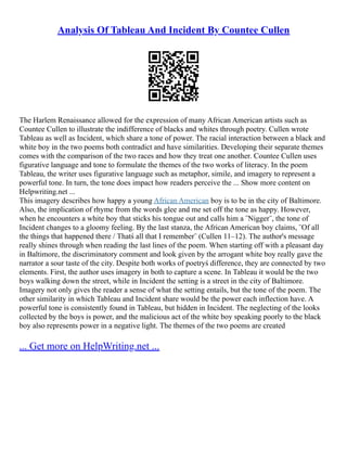 Tableau Countee Cullen | PDF