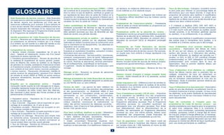 Indice de milieu socioéconomique (IMSE) : L’IMSE             art dentaire, en médecine vétérinaire ou en optométrie,        Taux de décrochage : Indicateur considéré comme

     GLOSSAIRE                                                est constitué de la proportion des familles avec enfants
                                                              dont la mère n’a pas de diplôme, certificat ou grade (ce
                                                              qui représente les deux tiers du poids de l’indice) et la
                                                                                                                           d’une maîtrise ou d’un doctorat acquis.

                                                                                                                           Population autochtone : Le Registre des Indiens est
                                                                                                                                                                                          le plus juste pour estimer un pourcentage fiable de
                                                                                                                                                                                          décrocheurs pour une région donnée. Il s’agit de la
                                                                                                                                                                                          proportion de sortants sans diplôme ni qualification
                                                              proportion de ménages dont les parents n’étaient pas à       le répertoire officiel identifiant tous les Indiens inscrits   par rapport au total des sortants. Le sortant sans
Aide financière de dernier recours : Aide financière
                                                              l’emploi durant la semaine de référence du recensement       du Canada.                                                     diplôme est un élève inscrit une année donnée et qui
octroyée dans le cadre des programmes d’aide financière
                                                              canadien (le tiers du poids de l’indice).                                                                                   répond aux deux critères suivants :
de dernier recours aux personnes qui n’ont pas de
                                                                                                                           Prestataires de l’assurance-emploi : Prestataires
ressources suffisantes pour subvenir à leurs besoins et
                                                              Indice synthétique de fécondité : Nombre moyen               actifs et aptes au travail admissibles au programme qui        • Il n’obtient ni diplôme (DES, DEP, AFP, ASP) ni
à ceux de leur famille. Elle comble la différence entre les
                                                              d’enfants qu’auraient les femmes en âge de procréer,         reçoivent des prestations.                                     qualification (CFER, ISPJ) durant l’année considérée;
besoins essentiels des ménages et les ressources dont
                                                              résidant dans un territoire donné, dans l’hypothèse où                                                                      • Il n’est inscrit nulle part ailleurs au Québec durant
ils disposent. Elle regroupe le Programme d’aide sociale
                                                              elles seraient soumises aux taux de fécondité par âge        Prestataires actifs de la sécurité du revenu :                 l’année suivante, ni en formation générale (jeunes
et le Programme de solidarité sociale.
                                                              observés durant une période donnée.                          Prestataires inscrits aux programmes fédéraux suivants:        ou adultes), ni au professionnel, ni au collégial.
                                                                                                                           Pension de la sécurité de la vieillesse (SV), Supplément
Adulte prestataire de l’aide financière de dernier
                                                              Investissements privés et publics : Les dépenses             de revenu garanti (SRG), Allocation au conjoint (ALC),         Les sorties sans diplôme ni qualification comprennent
recours : Personne qui ne dépend pas d’un parent pour
                                                              en immobilisations portent sur les dépenses brutes           Allocation au survivant (ACV) et Allocation prolongée          des sorties dues à l’émigration hors Québec, à la
sa subsistance ou personne mineure qui a la charge
                                                              (estimées en dollars courants) pour la construction ainsi    (APC).                                                         mortalité et à d’autres causes que le décrochage.
d’un enfant, qui est mariée ou a déjà été mariée ou qui
                                                              que la machinerie et les équipements. Les dépenses en
a obtenu une pleine émancipation par le tribunal.
                                                              réparation sont exclues.                                     Prestataires de l’aide financière de dernier                   Taux d’obtention d’un premier diplôme au
                                                              • Industries de production de biens : Agriculture,           recours: Personne dont la subsistance n’est assurée            secondaire : Diplomation des élèves de moins
Composition du revenu :
                                                              foresterie et exploitation forestière, extraction minière,   que par l’aide financière de dernier recours. Par exemple,     de 20 ans qui ont obtenu un premier diplôme au
• Revenu moyen d’emploi (population de 15 ans et
                                                              fabrication ainsi que construction.                          un couple avec trois enfants à charge représente cinq          secteur des jeunes ou à l’éducation des adultes.
plus) : Salaires et traitements, revenu net d’un travail
                                                              • Industries des services : Services publics, commerces,     prestataires.                                                  La durée d’obtention du diplôme est calculée sur 7
autonome et revenu agricole net.
                                                              transport, enseignement, soins de santé, hébergement                                                                        années. Le DES, le DEP, le CEP (certificat d’études
• Transferts gouvernementaux : Pension de sécurité de
                                                              et restauration, administrations publiques, information      Revenu moyen (population de 15 ans et plus) :                  professionnelles) et l’AFP (attestation de formation
la vieillesse et Supplément de revenu garanti, presta-
                                                              et culture, finances et assurances, services administra-     Revenu incluant toutes les sources de revenus (emploi,         professionnelle) sont compris dans le taux de
tions du Régime des rentes du Québec ou du Régime
                                                              tifs et professionnels, scientifiques et techniques.         programmes gouvernementaux, placements, etc.)                  diplomation. Seul le premier diplôme obtenu par
de pensions du Canada, prestations d’assurance-emploi
                                                              • Logement : Seules les dépenses en construction sont                                                                       l’élève est considéré.
et d’assistance-emploi, prestations fiscales canadiennes
                                                              incluses.                                                    Revenu moyen des ménages : Revenus de tous les
pour enfants et tout autre revenu (sources publiques).
                                                                                                                           membres du ménage.                                             Taux d’obtention d’un diplôme au collégial :
• Autres revenus : Placements (dividendes, intérêts et
                                                              Ménage privé : Personne ou groupe de personnes                                                                              Parmi les élèves inscrits pour la première fois au
autres revenus de placements), pensions d’un régime
                                                              occupant un logement privé.                                  Revenu moyen d’emploi à temps complet toute                    collégial, proportion de ceux qui obtiennent un
de retraite et rentes (RÉER et FERR) et autres revenus
                                                                                                                           l’année : Ayant travaillé de 49 à 52 semaines, surtout         diplôme après la durée prévue des études (deux
(pensions alimentaires, bourses d’études, indemnités
                                                              Ménage prestataire de l’aide financière de dernier           à plein temps.                                                 ans en formation préuniversitaire et trois ans au
de fin d’emploi).
                                                              recours : Appellation générale désignant un adulte seul                                                                     technique). Seule la première sanction obtenue par
                                                              ou une famille avec ou sans enfants.                         Solde migratoire net : Différence entre les entrées en         l’élève est considérée.
Enquête sur la population active : Enquête
                                                                                                                           provenance d’une autre région du Québec et les sorties
mensuelle menée auprès de 428 ménages de la région.
                                                              Permis de bâtir : Les permis de bâtir reflètent les          de résidents d’un territoire donné à destination d’une         Taux d’obtention d’un baccalauréat : Diplomation
L’enquête représente toutes les personnes de 15 ans et
                                                              intentions de construction des individus, des entreprises    autre région du Québec.                                        après six ans des étudiants nouvellement inscrits au
plus à l’exception de celles vivant dans des réserves,
                                                              et des gouvernements. Le résidentiel réfère à tout                                                                          trimestre d’automne à temps complet. Ce taux inclut
des membres à plein temps des Forces armées et des
                                                              bâtiment destiné à l’occupation privée sur une base          Taux d’assistance sociale (18-64 ans) : Proportion             les diplômés, qu’ils soient diplômés du baccalauréat
pensionnaires d’institutions.
                                                              permanente ou non (construction, transformation,             de la population qui bénéficie d’un des programmes             dans lequel ils ont fait leur inscription initiale ou d’un
                                                              rénovation, etc.). Le non résidentiel réfère à la            d’assistance sociale, à savoir le Programme d’aide             autre baccalauréat.
• Population active : Population de 15 ans et plus en
                                                              construction ou à la réfection de bâtiments dans les         sociale, le Programme de solidarité sociale et le
emploi ou en chômage.
                                                              milieux industriel, commercial et institutionnel. La         Programme alternative jeunesse. Pour le Programme              Type de contrainte à l’emploi pour les
• Taux d’activité : Population active exprimée en pour-
                                                              valeur des permis comprend les dépenses suivantes :          alternative jeunesse, on considère seulement les               prestataires de l’aide de dernier recours : Les
centage de la population de 15 ans et plus.
                                                              matériaux, main-d’oeuvre et frais généraux. Le coût du       participants avec une allocation jeunesse. Pour éviter         adultes prestataires sont répartis selon le programme
• Population occupée : Personnes qui occupent un em-
                                                              terrain n’est jamais inclus.                                 tout dédoublement dans le dénombrement de la                   et selon trois catégories liées à la contrainte à
ploi à temps complet ou partiel.
                                                                                                                           clientèle, les participants au Programme alternative           l’emploi : sans contraintes, contraintes temporaires
• Taux d’emploi : Population occupée exprimée en pour-
                                                              Plus haut certificat, diplôme ou grade : Attestation         jeunesse qui, pour une même période, étaient aussi             (maladie, grossesse, enfant à charge âgé de moins
centage de la population de 15 ans et plus.
                                                              d’études la plus élevée qu’une personne a obtenue.           prestataires des programmes d’aide financière de               de cinq ans, enfant à charge affecté par un handicap,
• Population en chômage : Personnes sans emploi mais
                                                              • Sans diplôme d’études secondaires : Personnes              dernier recours ne sont comptabilisés qu’une fois.             atteint l’âge de 55 ans ou plus et autres) et contraintes
en recherche active. Comprend les personnes tempo-
                                                              n’ayant aucun certificat, diplôme ou grade.                                                                                 sévères (un rapport médical démontre que leur état
rairement mises à pied ou qui doivent commencer un
                                                              • Grade universitaire : Personnes titulaires d’un            Taux de population rurale : Une région rurale est              physique ou mental est affecté de façon significative,
nouvel emploi dans une très courte période.
                                                              baccalauréat, d’un certificat ou diplôme universitaire       un territoire (situé à l’extérieur des régions urbaines)       pour une durée permanente ou indéfinie).
• Taux de chômage : Nombre de chômeurs exprimé en
                                                              supérieur au baccalauréat, d’un diplôme en médecine, en      qui compte moins de 1 000 habitants et moins de 400
pourcentage de la population active.
                                                                                                                           habitants au kilomètre carré.
                                                                                                                      8
 