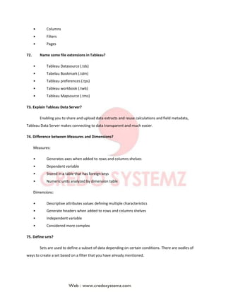 Tableau interview questions and answers | PDF