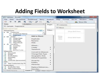 Adding Fields to Worksheet
 