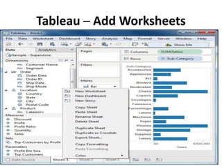 Tableau ─ Add Worksheets
 