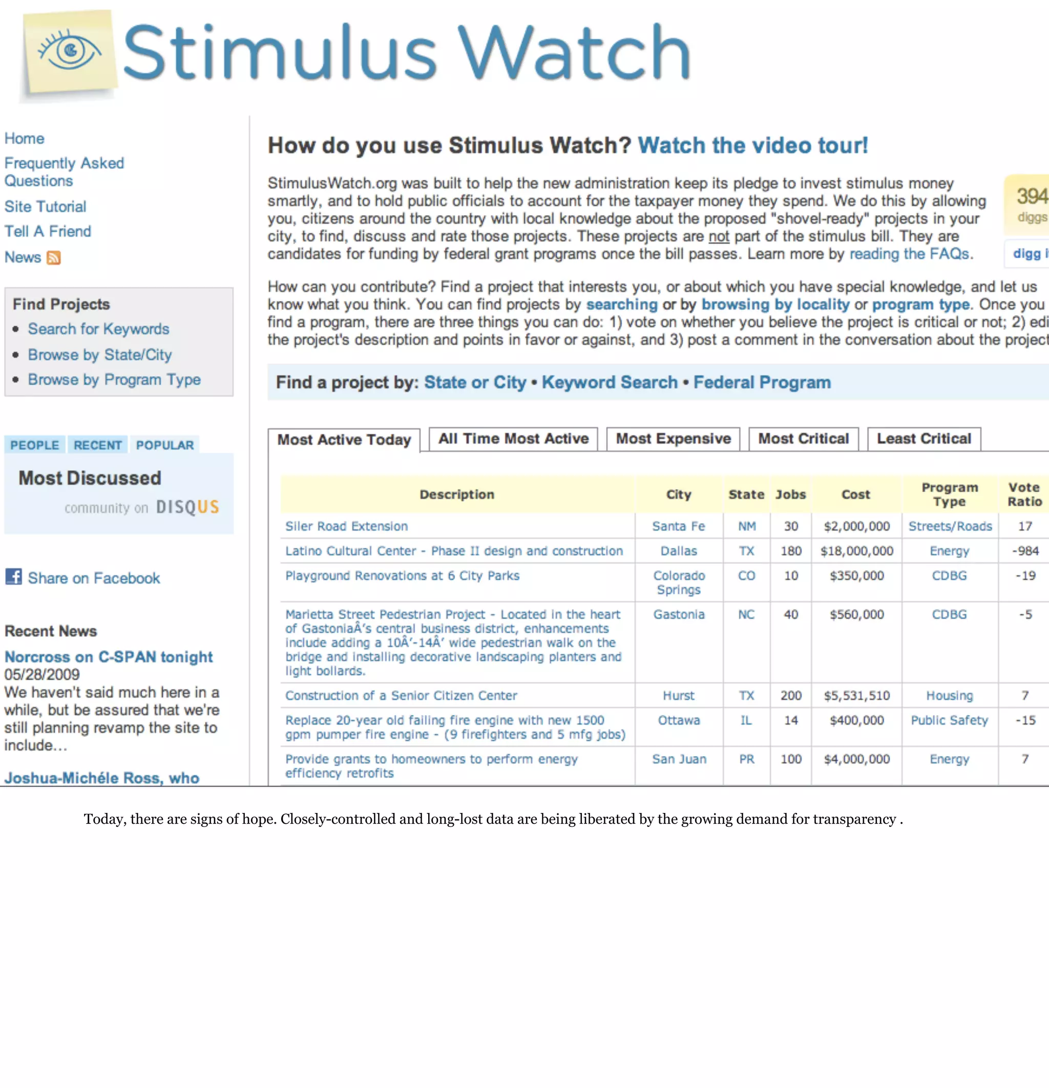 Today, there are signs of hope. Closely-controlled and long-lost data are being liberated by the growing demand for transparency .
 