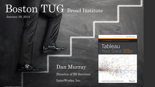 Boston TUG Broad Institute
January 28, 2014

Dan Murray
Director of BI Services
InterWorks, Inc.

 