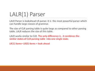 Table Driven Parser SLR_CLR_LALR.pptxTable Driven Parser SLR_CLR_LALR.pptx