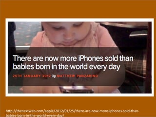 hgp://thenextweb.com/apple/2012/01/25/there-­‐are-­‐now-­‐more-­‐iphones-­‐sold-­‐than-­‐
babies-­‐born-­‐in-­‐the-­‐world-­‐every-­‐day/	
  
 