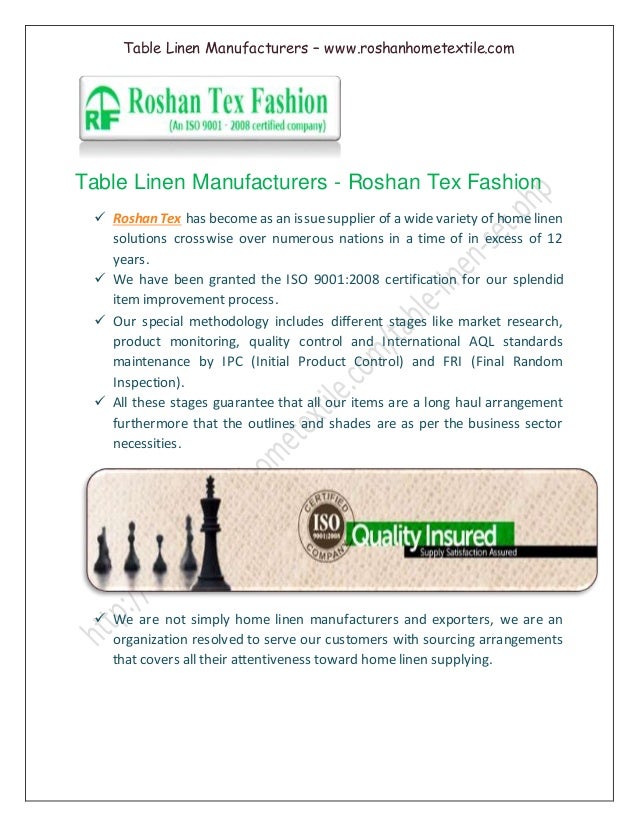 Table Linen Manufacturers
