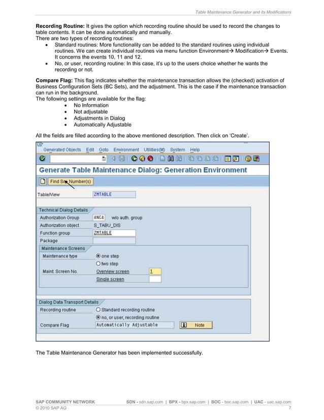 Table maintenance generator and its modifications PDF