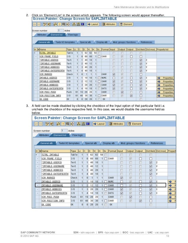 Table maintenance generator and its modifications