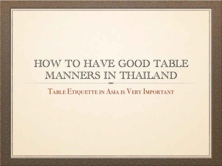 Thai Table manners
