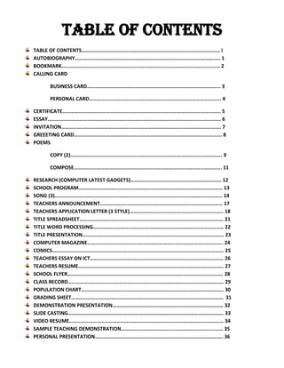 TABLE OF CONTENTS ,[object Object]