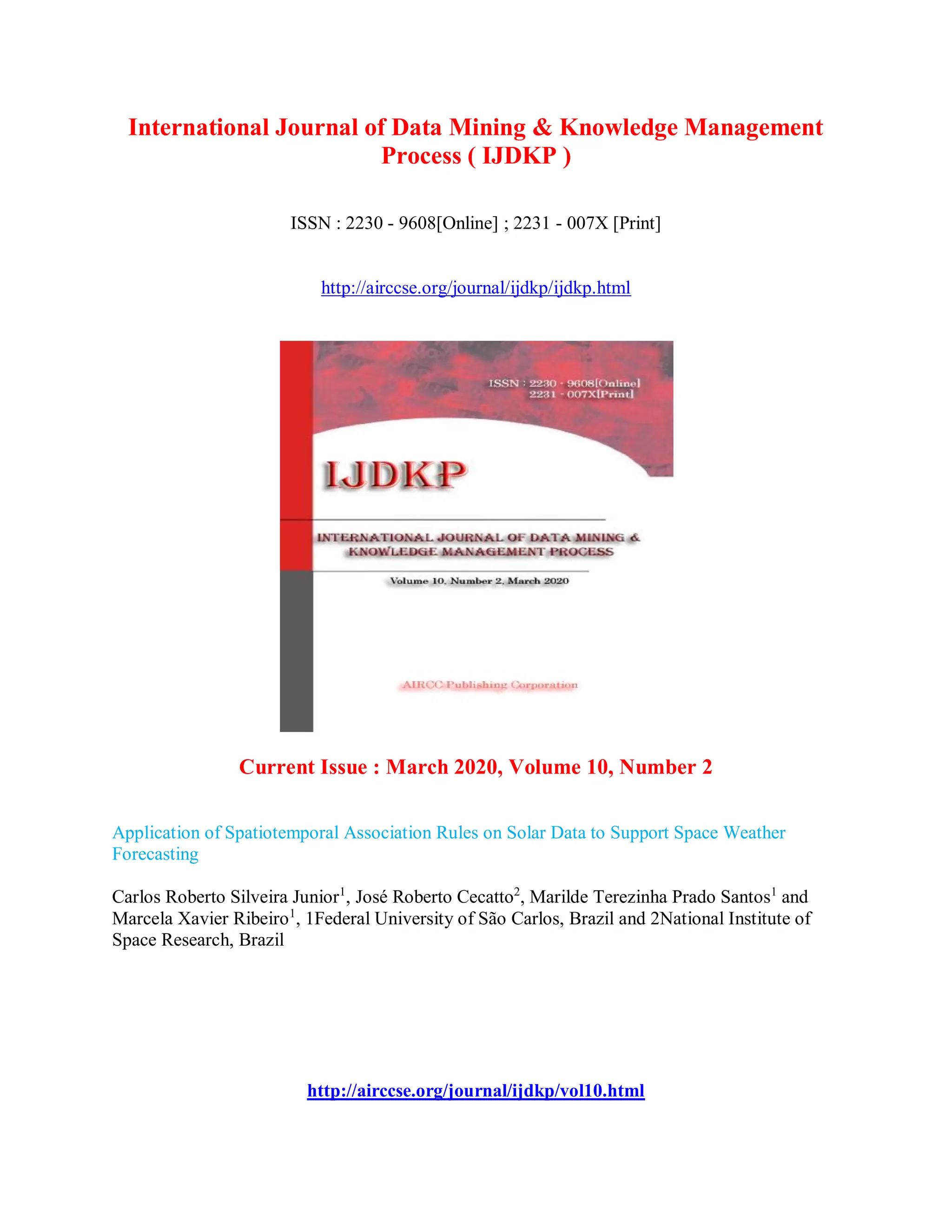 Table of contents - International Journal of Data Mining & Knowledge ...