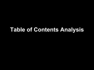 Table of Contents Analysis 
