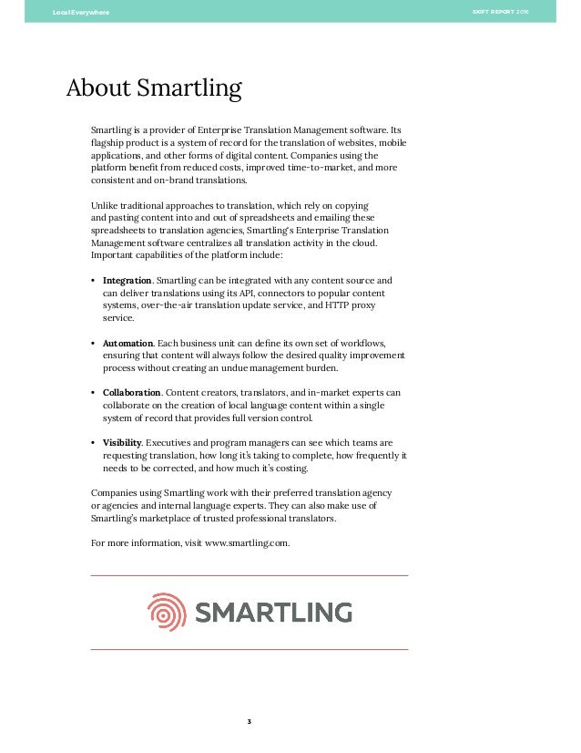 Smartling is a provider of Enterprise Translation Management software. Its
flagship product is a system of record for the ...