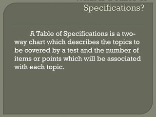 Creating Table of Specifications in 21st century | PPT