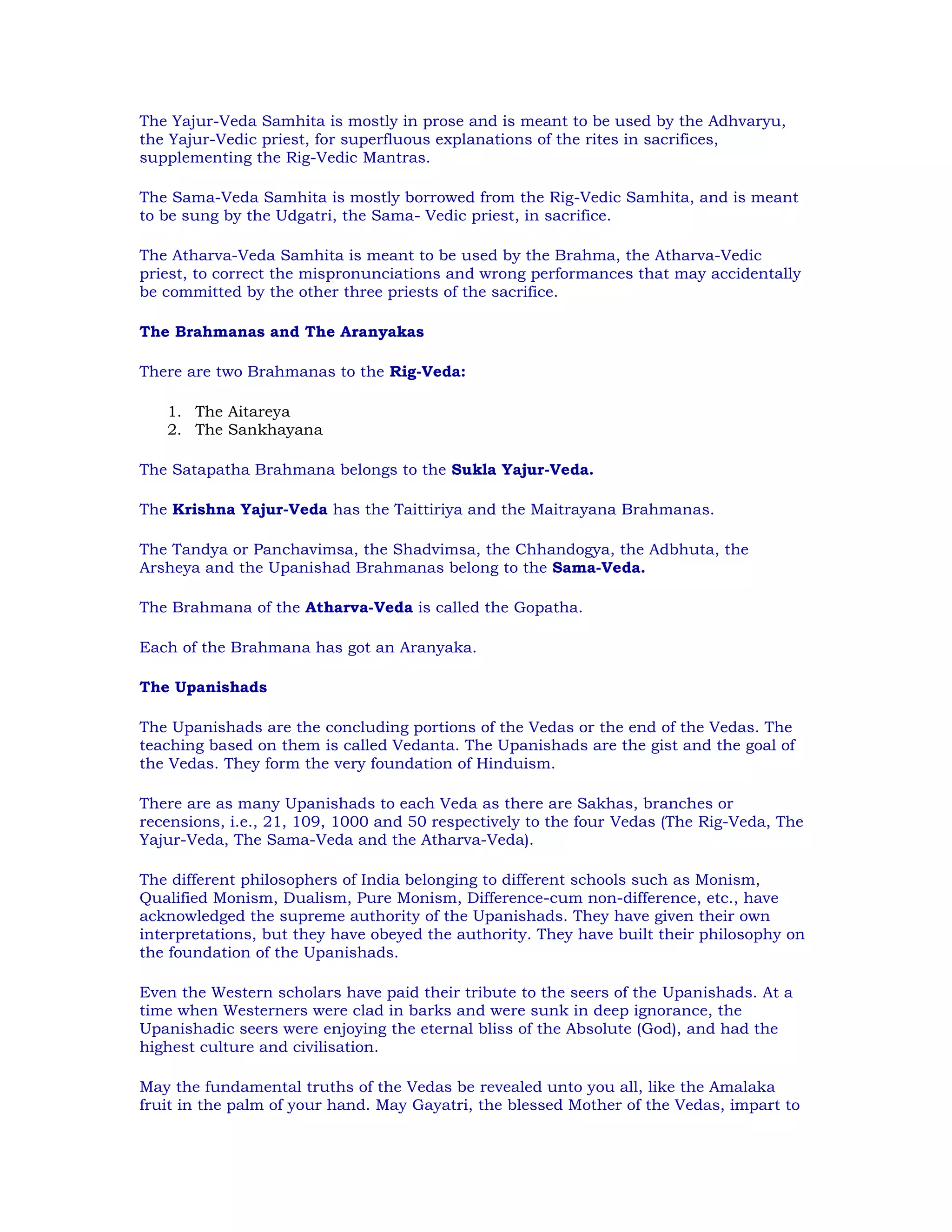 Table of vedas and their branches | PDF