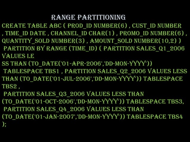 Table partitioning in Oracle Database | PPTX