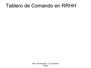 Tablero de Comando en RRHH Adm. de Personal - Lic. Schulman Ariela 
