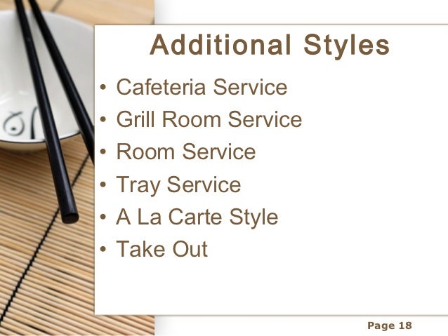 Table setting and meal service Table setting and meal service
