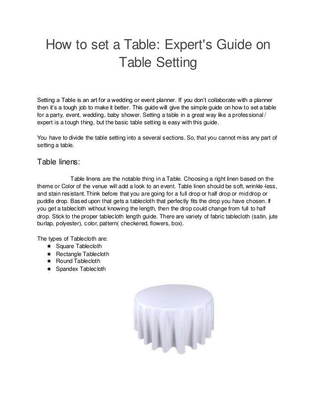 How to set a Table Expert's Guide on Table Setting