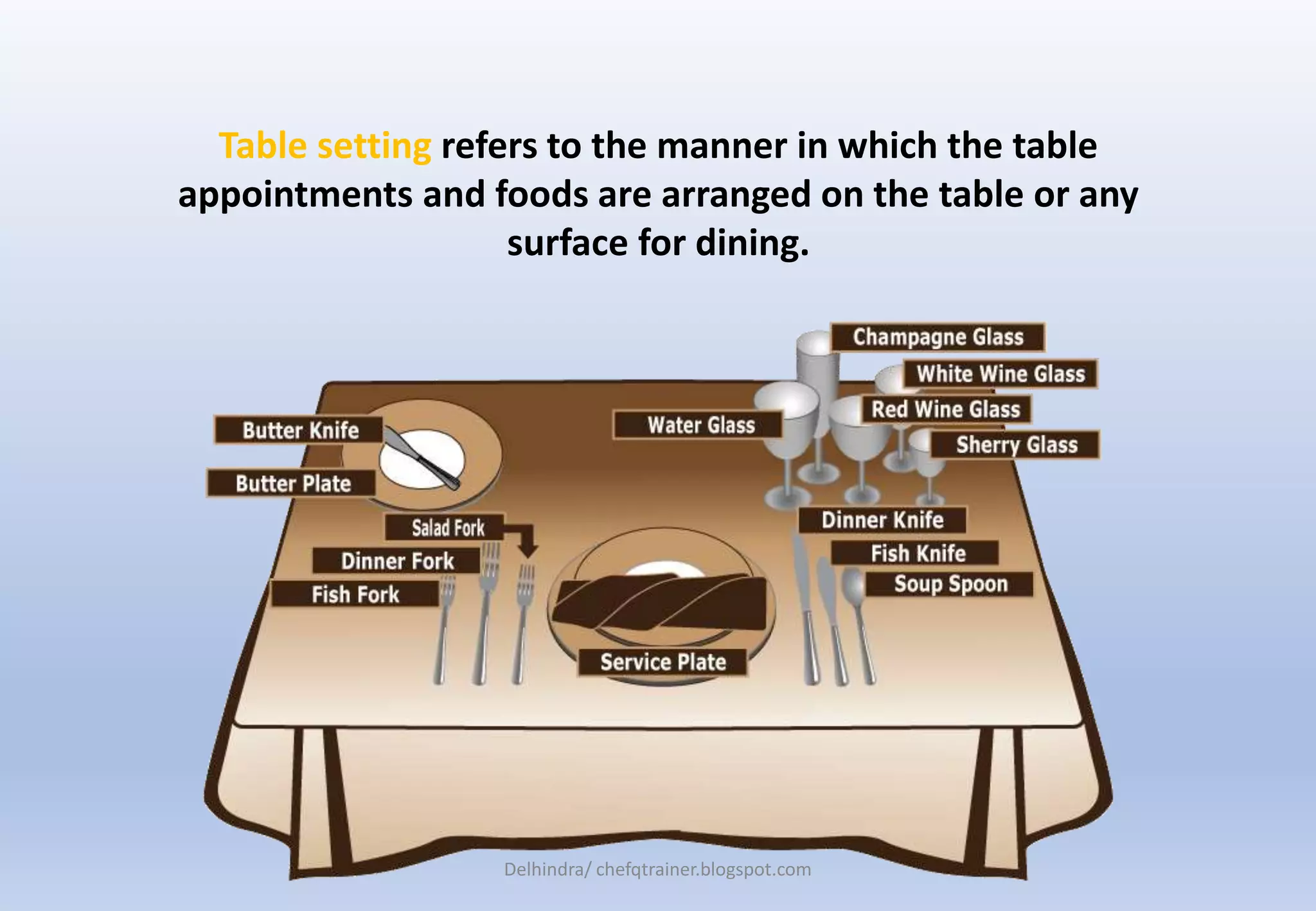 Table Set Up: www.chefqtrainer.blogspot.com | PPT