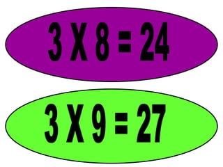 3 X 8 = 24 3 X 9 = 27