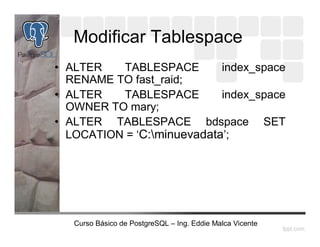 Postgres Tablespace Manager Administración de Tablespace en PostgreSQL | PDF