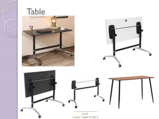 Tables stand design catalogue pictures nil | PPTX