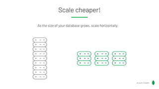 Scale cheaper!
As the size of your database grows, scale horizontally.
@Lauren_Schaefer
 