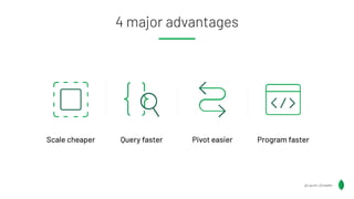 Scale cheaper Query faster Program faster
Pivot easier
4 major advantages
@Lauren_Schaefer
 