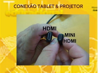 CONEXÃO TABLET & PROJETOR 
MINI 
HDMI 
HDMI 
 