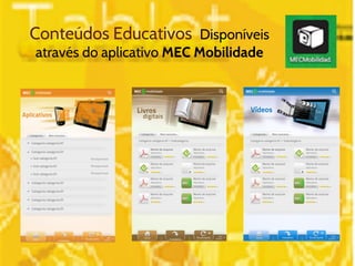 Conteúdos Educativos Disponíveis 
através do aplicativo MEC Mobilidade 
 