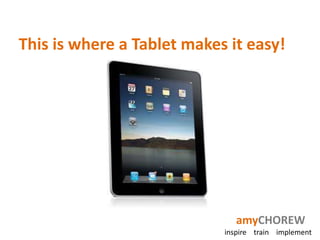 This is where a Tablet makes it easy!




                               amyCHOREW
                            inspire train implement
 