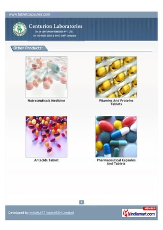 - Pharmaceutical Products -


Other Products:




          Simvastatin tablet       Amlodipine tablet




          Tramadol Capsules        Metoprolol Tartrate




                               9
 