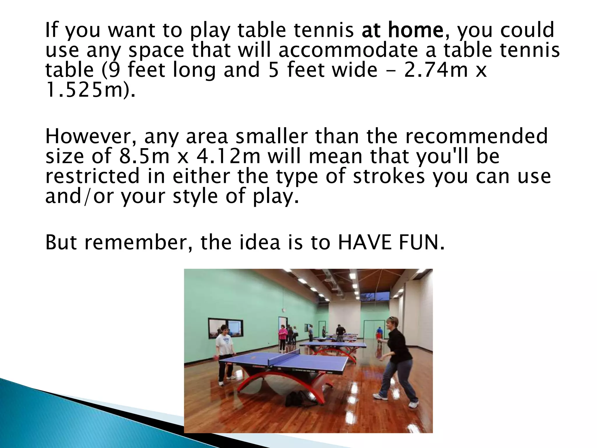 Table tennis Facilities | PPTX