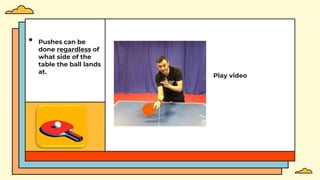 • Pushes can be
done regardless of
what side of the
table the ball lands
at.
Play video
 