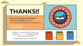 CREDITS: This presentation template was
created by Slidesgo, including icons by
Flaticon, infographics & images by Freepik
THANKS!!
Do you have any questions?
addyouremail@freepik.com
+91 620 421 838 yourcompany.com
Please keep this slide for attribution
 