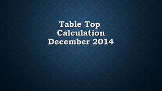 Table Top
Calculation
December 2014

 