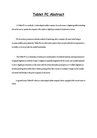 Tablet pc abstract | DOCX