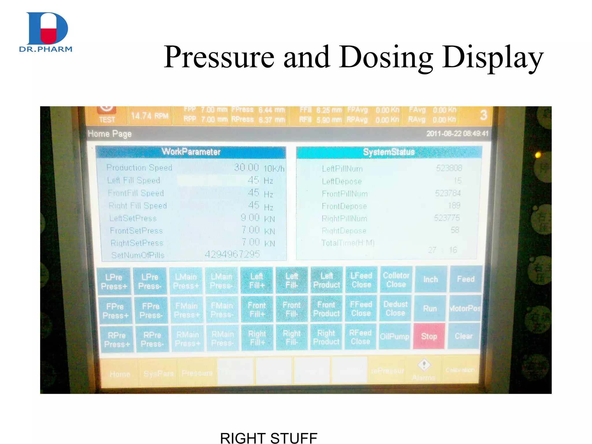 RIGHT STUFF
Pressure and Dosing Display
 