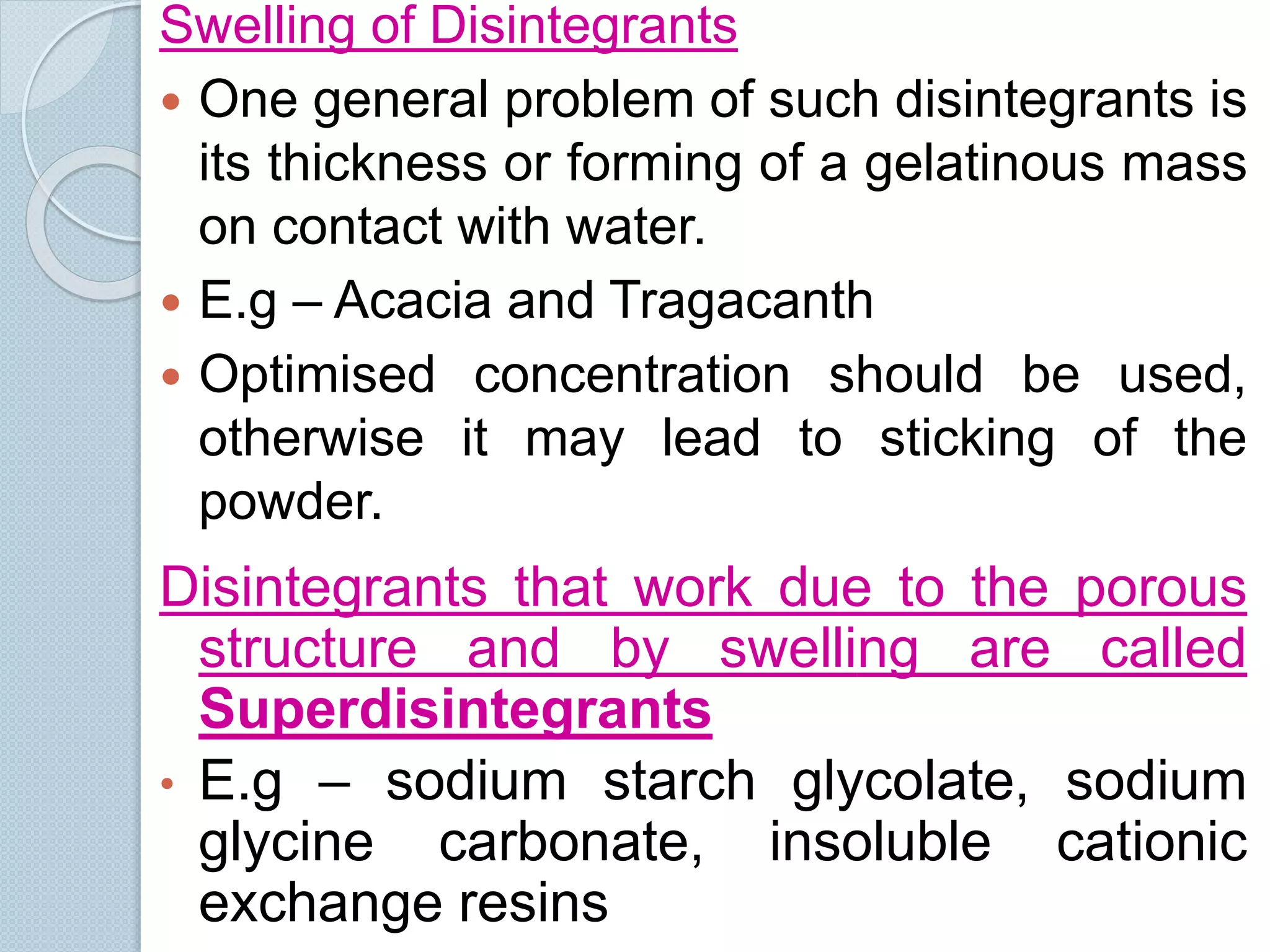 Super Disintegrant Examples TABLETS | PPTX