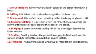 Infilling Tablet Defect TABLETS- Coated & uncoated tablet, various modified release tablets | PPTX