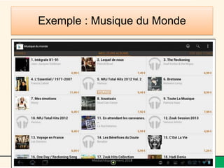 Exemple : Musique du Monde 
Apps à l’honneur 
Médiathèque Lorient 2013 
102 
2014  