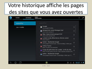 Votre historique affiche les pages
des sites que vous avez ouvertes
G.VM - 2015
 
